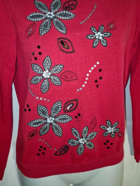 ALFRED DUNNER pretty Bling Sweater top, Red in size Medium-P - Picture 5 of 12